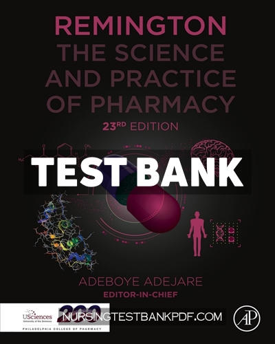 9780128223895-TEST-BANK Test Bank for Remington 23rd Edition by Adejare