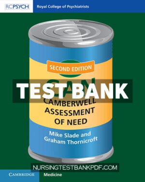Test Bank for Camberwell Assessment of Need (CAN) 2nd Edition by Slade
