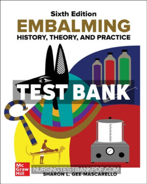 Test Bank for Embalming - History Theory and Practice 6th Edition by Gee-Mascarello