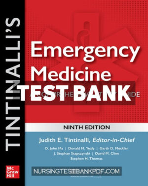 Test Bank for Tintinallis Emergency Medicine - A Comprehensive Study Guide 9th Edition by Tintinalli