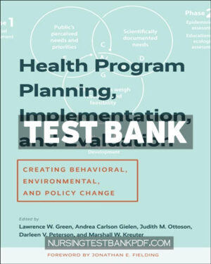 Test Bank for Health Program Planning Implementation and Evaluation by Green