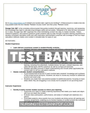 Test Bank for Dosage Calc 360 3rd Edition by de Castillo
